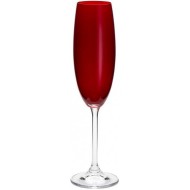 Jogo 6 Taças 220ml Para Champanhe Colibri Vermelho Cristal Ecológico Bohemia